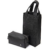 Матовий чоловічий шкіряний несесер GRANDE PELLE 11509 Чорний, фото 7