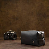 Матовий чоловічий шкіряний несесер GRANDE PELLE 11509 Чорний, фото 8