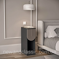 LofTerno Приліжкова тумбочка вузька з одним ящиком без ручки, тумба для дому з ДСП-плита T-13 Антрацит+Кварцит