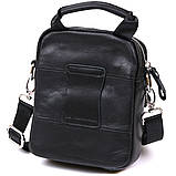Компактна чоловіча сумка з натуральної шкіри Vintage 20477 Чорний, фото 2