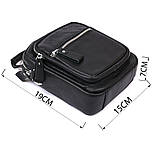 Компактна чоловіча сумка з натуральної шкіри Vintage 20477 Чорний, фото 4