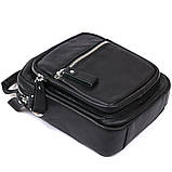 Компактна чоловіча сумка з натуральної шкіри Vintage 20477 Чорний, фото 3