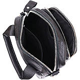 Компактна чоловіча сумка з натуральної шкіри Vintage 20477 Чорний, фото 6