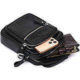 Компактна чоловіча сумка з натуральної шкіри Vintage 20477 Чорний, фото 7