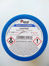 Припій Cynel Sn60Pb40 з флюсом , діам.-1,0 мм, 1 кг