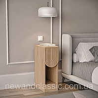 LofTerno Приліжкова тумбочка вузька з одним ящиком без ручки, тумба для дому з ДСП-плита T-13 Дуб сонома+Карпатська ялинка