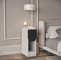 LofTerno Приліжкова тумбочка вузька з одним ящиком без ручки, тумба для дому з ДСП-плита T-13 Білий+Дуб конкордия темна