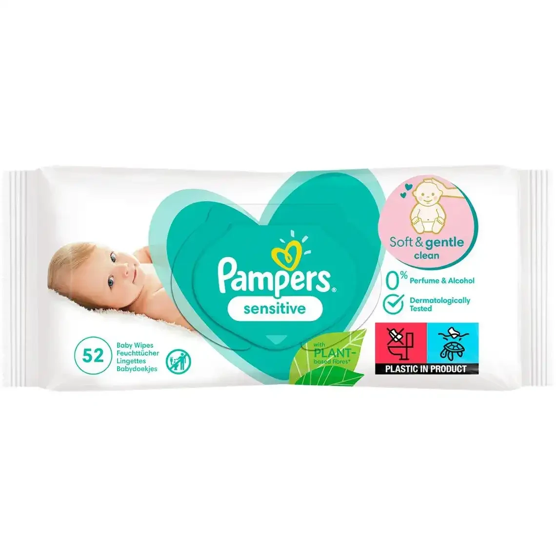 Дитячі вологі серветки Pampers Sensitive 52 шт.