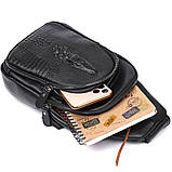 Модна шкіряна чоловіча сумка через плече Vintage 20673 Чорний, фото 7