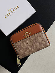 Гаманець Coach маленький напис персиковий Є