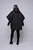 Куртка - пончо осіння жіноча великого розміру модні чорний, фото 4