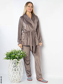 5240-22 Костюм домашній жіночий велюр (3 од: 42-44,46-48,50-52)