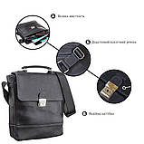 Сумка чоловіча SHVIGEL 11137 з вінтажної шкіри Чорна, фото 4