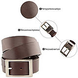 Надійний шкіряний італійський ремінь GRANDE PELLE 00242 Коричневий, фото 4