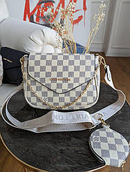 Сумка кросс боді Louis Vuitton 2 в 1 бежева клітка Є