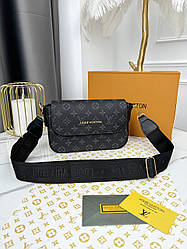 Сумка крос-боді Louis Vuitton два ременя чорний класик Є