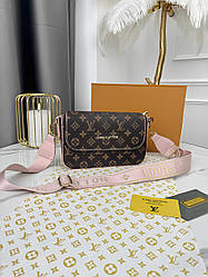 Сумка крос-боді Louis Vuitton два ременя коричнево-рожевий Є