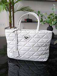 Велика жіноча сумочка Prada нейлон білий Є