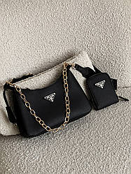 Сумка клатч Prada 2 в 1 Еко чорний Є