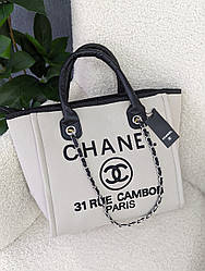Сумка шопер Chanel Deauville Large молочний Є