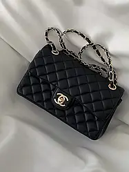 Жіноча сумка Chanel Classic Double Flap Bag чорний золото Є