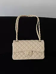 Жіноча сумка Chanel Classic Double Flap Bag бежевий золото Є