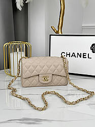 Сумка жіноча Chanel  Classic - mini LUX бежевий золото Є