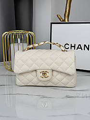 Сумка жіноча Chanel  Classic - mini LUX молочний золото Є