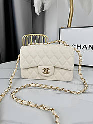 Сумка жіноча Chanel  Classic - mini LUX молочна змія Є