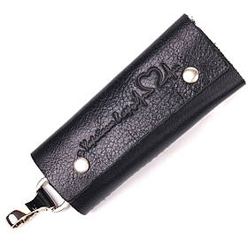 Практична ключниця у глянцевій шкірі Серце GRANDE PELLE 16718 Чорна