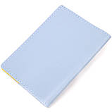 Оригінальна шкіряна обкладинка на паспорт комбі двох кольорів Серце GRANDE PELLE 16729 Жовто-блакитна, фото 2