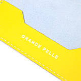 Оригінальна шкіряна обкладинка на паспорт комбі двох кольорів Серце GRANDE PELLE 16729 Жовто-блакитна, фото 4