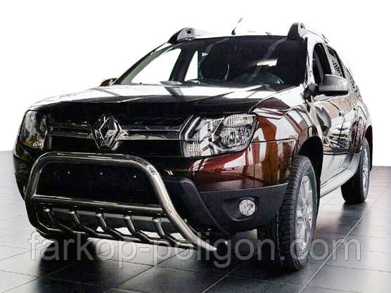 Кенгурятник без напису WT003 (нерж.) для Dacia Duster 2008-2018 рр, фото 1