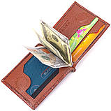 Фактурний затискач для чоловіків з натуральної шкіри з тисненням під крокодила KARYA 21418 Рудий, фото 6