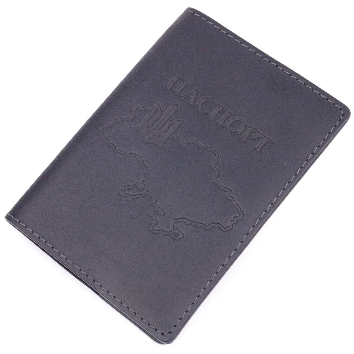 Стильна обкладинка на паспорт у вінтажній шкірі Карта GRANDE PELLE 16770 Чорна, фото 1