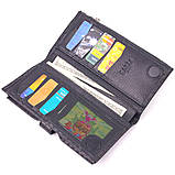 Стеганий вертикальний чоловічий гаманець з натуральної шкіри KARYA 21425 Чорний, фото 4