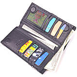 Стеганий вертикальний чоловічий гаманець з натуральної шкіри KARYA 21425 Чорний, фото 5