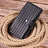 Стеганий вертикальний чоловічий гаманець з натуральної шкіри KARYA 21425 Чорний, фото 6