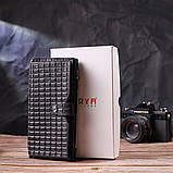 Стеганий вертикальний чоловічий гаманець з натуральної шкіри KARYA 21425 Чорний, фото 8