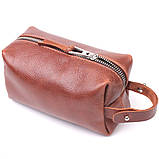 Компактна косметичка з гладкої шкіри на блискавці Україна GRANDE PELLE 16763 Світло-коричнева, фото 2