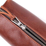 Компактна косметичка з гладкої шкіри на блискавці Україна GRANDE PELLE 16763 Світло-коричнева, фото 3