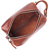 Компактна косметичка з гладкої шкіри на блискавці Україна GRANDE PELLE 16763 Світло-коричнева, фото 4