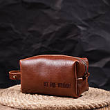 Компактна косметичка з гладкої шкіри на блискавці Україна GRANDE PELLE 16763 Світло-коричнева, фото 6