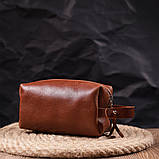 Компактна косметичка з гладкої шкіри на блискавці Україна GRANDE PELLE 16763 Світло-коричнева, фото 7