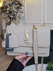 Жіноча сумочка клатч Yves Saint-Laurent LUX бежевий золото Є