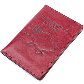 Жіноча обкладинка на військовий квиток із глянсової шкіри Карта GRANDE PELLE 16779 Бордова