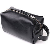 Косметичка середнього розміру з гладкої шкіри на блискавці Україна GRANDE PELLE 16764 Чорна, фото 2
