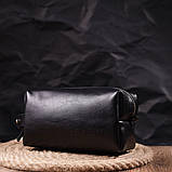 Косметичка середнього розміру з гладкої шкіри на блискавці Україна GRANDE PELLE 16764 Чорна, фото 8