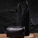 Косметичка середнього розміру з гладкої шкіри на блискавці Україна GRANDE PELLE 16764 Чорна, фото 10