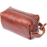 Чоловічий несесер середнього розміру з гладкої шкіри на блискавці Україна GRANDE PELLE 16766 Світло-коричневий, фото 2